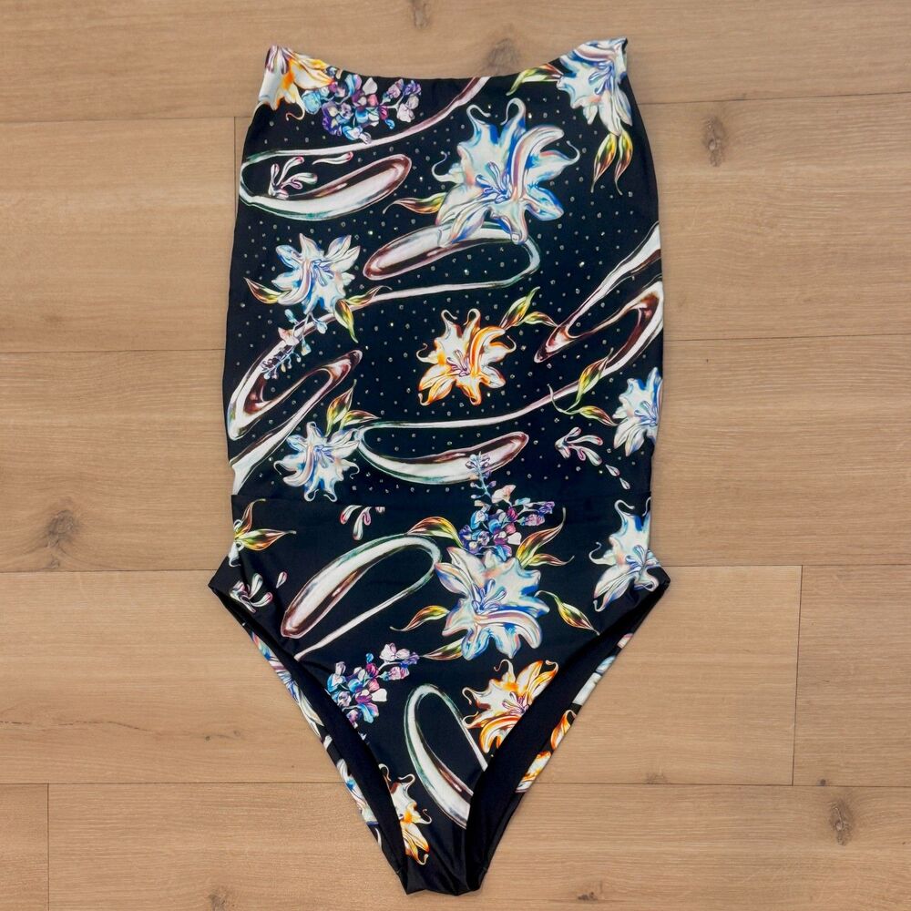 Agua Bendita Domenica One Piece Swimsuit Silver Garden - Women's XL - NEW W Tags - Picture 5 of 8